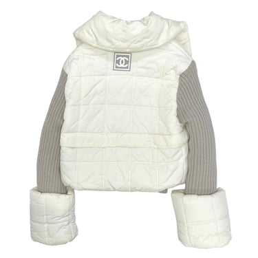 Chanel White Quilted Puffer Jacket