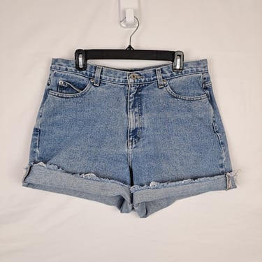 Vintage 90s High Rise Denim Shorts, Size 34 Waist 