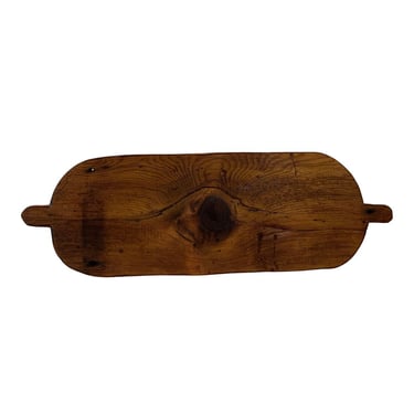 Contemporary Double Handled Oval Breadboard Made from Antique Reclaimed Wood 
