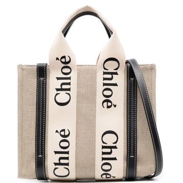 Chloé Women Woody Small Canvas And Leather Tote Bag