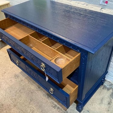 Navy painted oak dresser. 48” x 22.25” x 35” Call 202-232-8171 to purchase