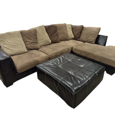 Tri-Tone L Sectional with Ottoman