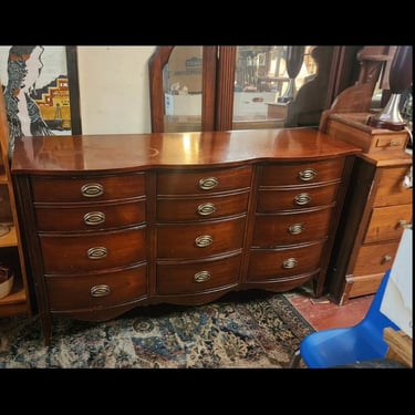Mahogany Triple Bow Front Dresser. 60x19x34" tall. | Mom N Pop Antiques -  CLOSED - Parkview / Petworth - Washington, DC | ATTIC