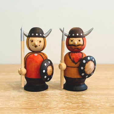 Vintage 12” Danish Modern Viking Wooden Figurine, Scandinavian