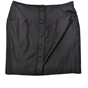 Chloe - Black Button Front Wool Blend Skirt Sz 8