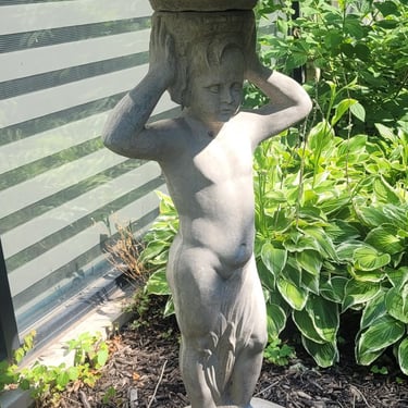 2 Piece Stone Boy Bird Bath