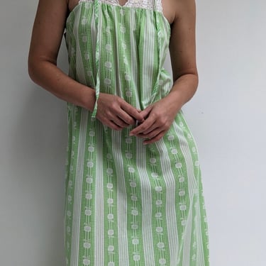 Vintage Lime Floral Summer House Dress