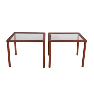 teak occasional or sofa tables with glass tops