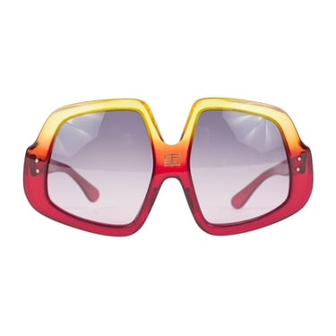 Emilio Pucci 1970s Vintage Red & Yellow Gradient Oversized Sunglasses 