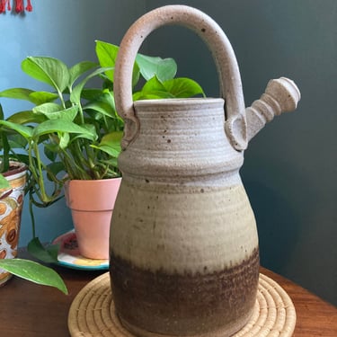Watering Can Stoneware Clay, houseplant accessories, Vessel Vintage Pottery 