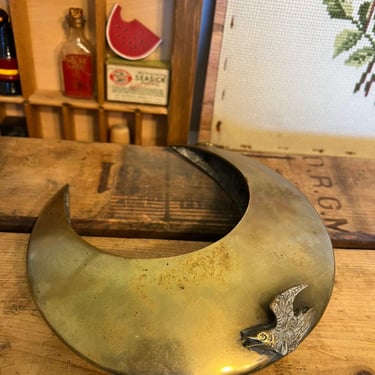 Free shipping within continental US - vintage mid century modern style hollow brass crescent moon hanging decor 