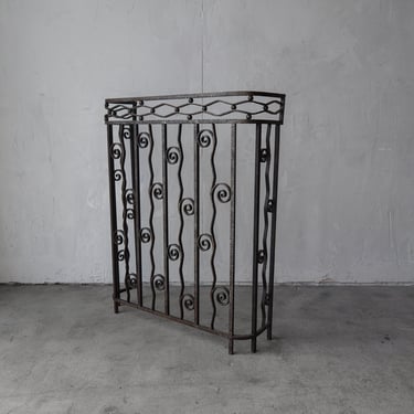 French Antique Forged Iron Fireplace Screen 