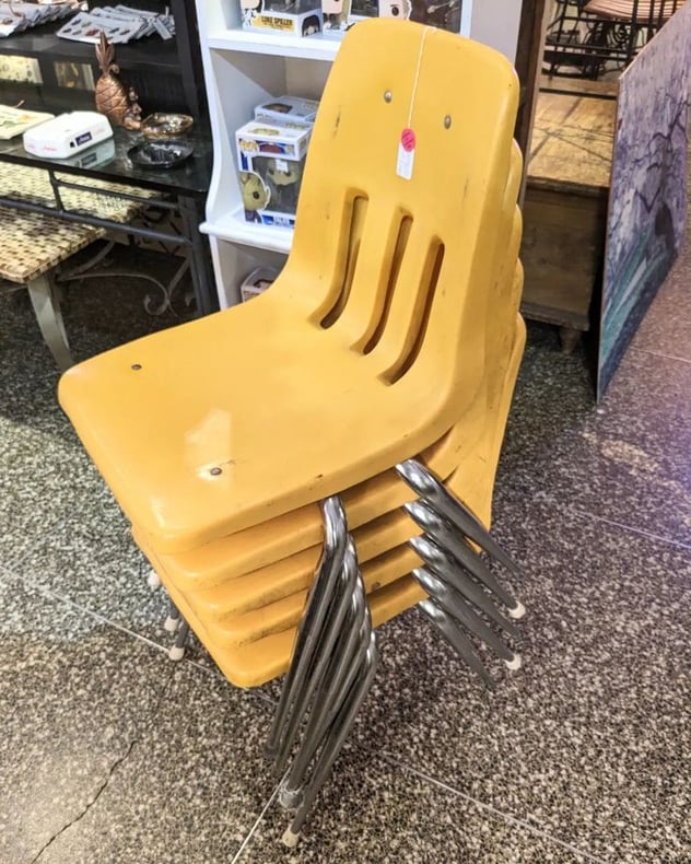 Old school, school chairs Call 202.232.8171 to purchase.
