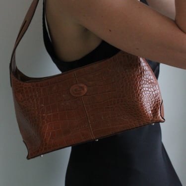 Beautiful Vintage Italian Embossed Leather Shoulder Bag