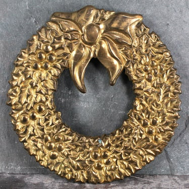 Vintage Brass Christmas Wreath Trivet | Vintage Holiday Trivet | 7