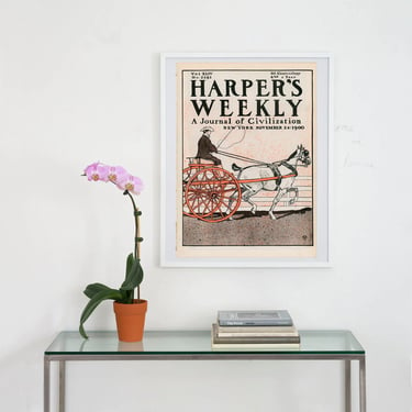 1900 harper's weekly magazine archival print, harper's weekly cover art, antique magazine cover art print, cover art, wall art 