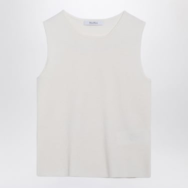 Max Mara White Sleeveless Top In Wool And Cashmere Women