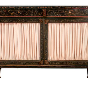 Chinoiserie Decorated Black Lacquer Cabinet