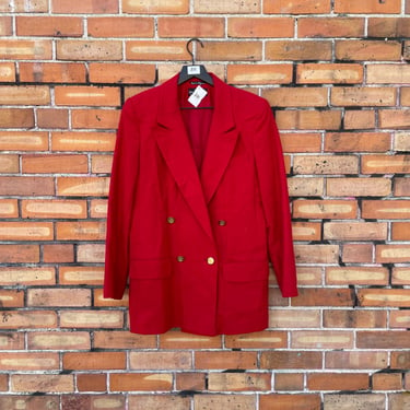 vintage 90s red wool plaid oversized blazer / s small 