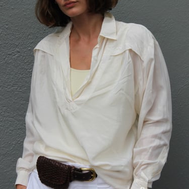 Favorite Vintage Cream Silk Henley