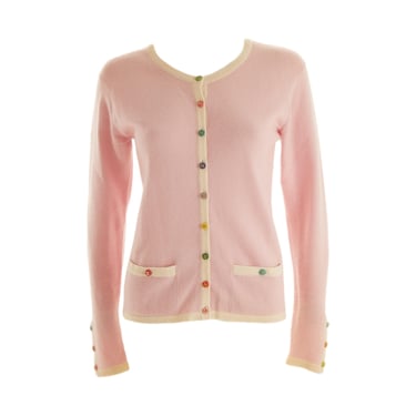 Chanel Pink Logo Button Cardigan