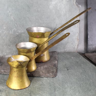 Vintage Lebanese Brass Long Handled Warming Pot | Your Choice of 3 Sizes | Turkish Coffee Pot | Butter or Milk Warmer | Bixley Shop 