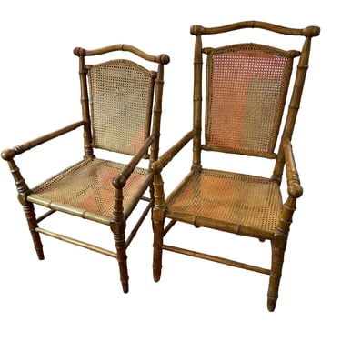 French Faux Bamboo Chairs. Pair