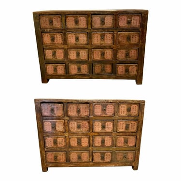Antique Chinese Distressed Apothecary Chest Pair