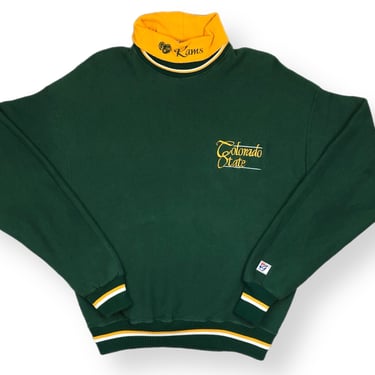 Vintage 90s The Game Colorado State University Rams Embroidered Turtleneck Crewneck Sweatshirt Pullover Size Large/XL 
