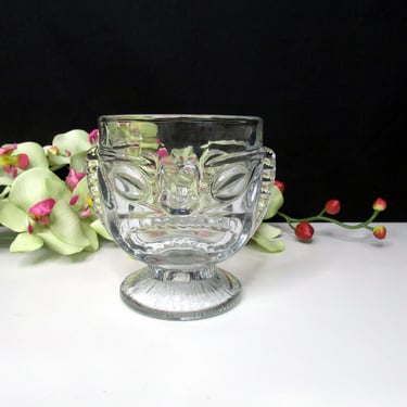 Vintage Indiana Glass Two-faced angry/happy Tiki Cocktail Glass Bowl 