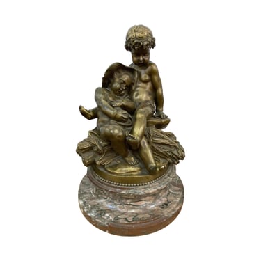 1850s Pigalle Signed Bronze Children Sculpture