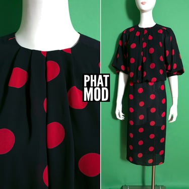 Fabulous Vintage 80s 90s Black Red Polkadot by Starlo 