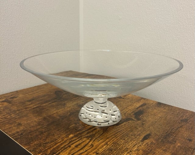 Large Glass Compote with Etched Base | Turn the Tables - Northbrook, IL ...