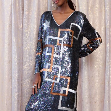 Starry Swishy Sequined Shift M