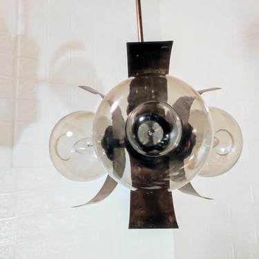 Mid Century Modern Ceiling Lamp / Three Clear Glass Bulb Chandelier / Pendant Light / Hanging Light / Vintage Lightning / 70s / Yugoslavia 