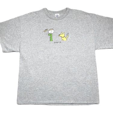 Vintage 2005 “Drop It” Funny IPod & Dog Slogan/Phrase Graphic T-Shirt Size Large/XL 