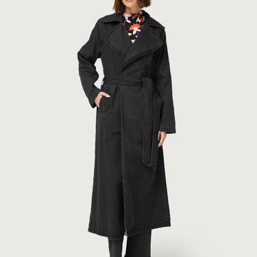 Compañia Fantasica - Wrap Trench Coat - Black Washed Denim