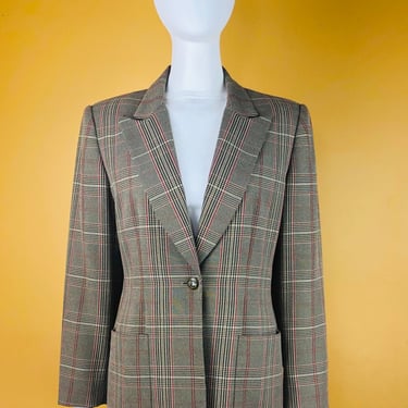 Vintage 1980s Emily Brown Black Red and White Blazer 