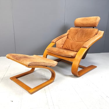 Swedish Kroken Armchair by Ake Fribyter for Nelo Möbel, 1970s - vintage wooden and leather lounge chair - scandinavian design 