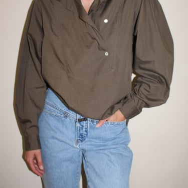 Vintage Olive Henley Blouse