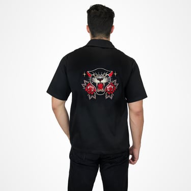 Men's Black Panther Embroidered Short-Sleeve Top S-4XL 