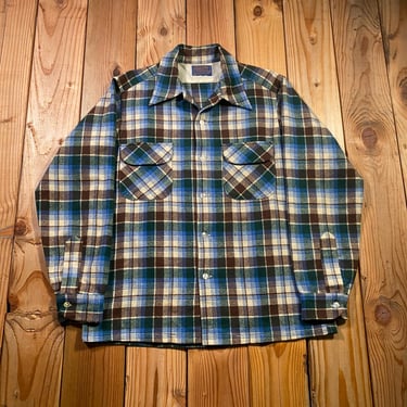 Vintage Dated 1960 PENDLETON Wool Flannel Board Shirt ~ M