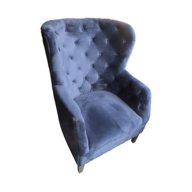 Wingback Chair (CONSIGNED, 30"x29"x43", Blue Velvet)