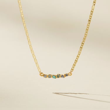 blue ombre birthstone necklace, lapis lazuli gemstone, blue topaz pendant, march birthstone gift, rough gemstone necklace, raw aquamarine 