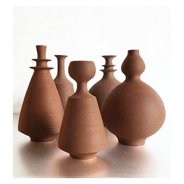 SHIPS NOW- Rounded Organic Minimalist Bud Vase in Natural Terra Cotta Colored Clay by Sara Paloma Pottery desert sunset hues burnt brown 