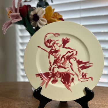 Rare Patrick Frey, Gonesse Red “Man Sitting in Tree” Plate – Limoges France 