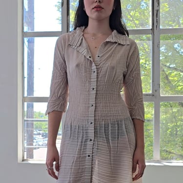Ecru Crinkled Shaped Dress
