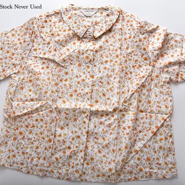 60's Floral Print Blouse, Size LARGE, 40, Cotton, Made In Japan, Vintage 1960's, New Old Stock, Never used Mid Century Mod 