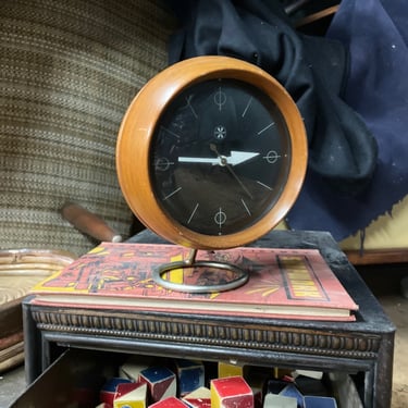 George Nelson Associates for Howard Miller Chronopak Model 4765A Walnut Table Clock NOT WORKING Vintage Mid-Century Modern 