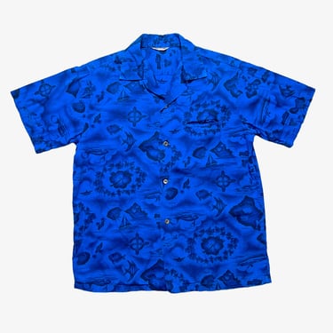 Vintage 1960s Cotton Hawaiian Sport Shirt ~ M ~ Rockabilly / Tiki / Atomic 